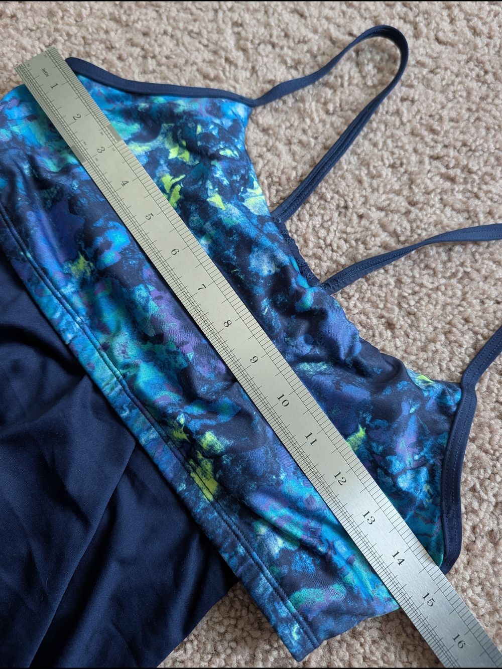 Nike Swim Women's Navy Swim Floral Layered Tankini Top Size Medium - Picture 8 of 9